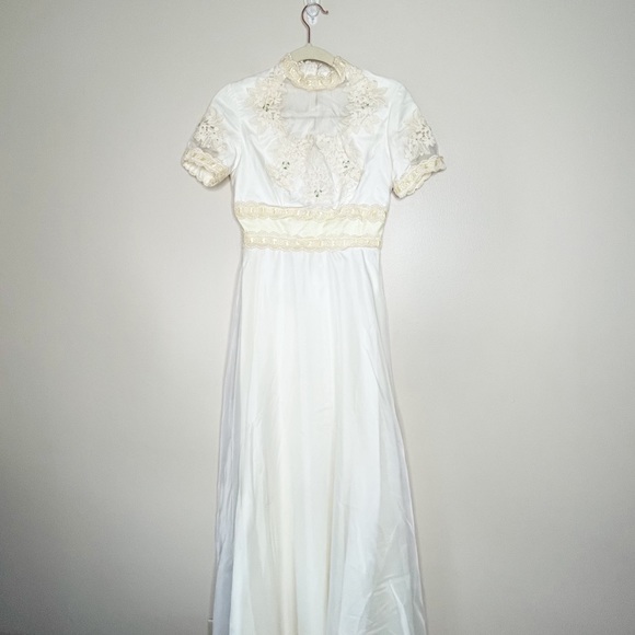 Vintage wedding dress yellow and white
